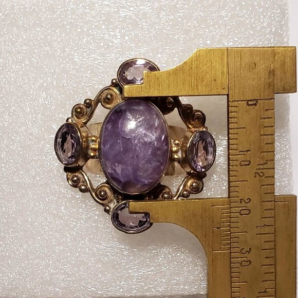 Huge CHAROITE & AMETHYST Ring in Silver Purple Gemstone jewelry - Picture 14 of 16